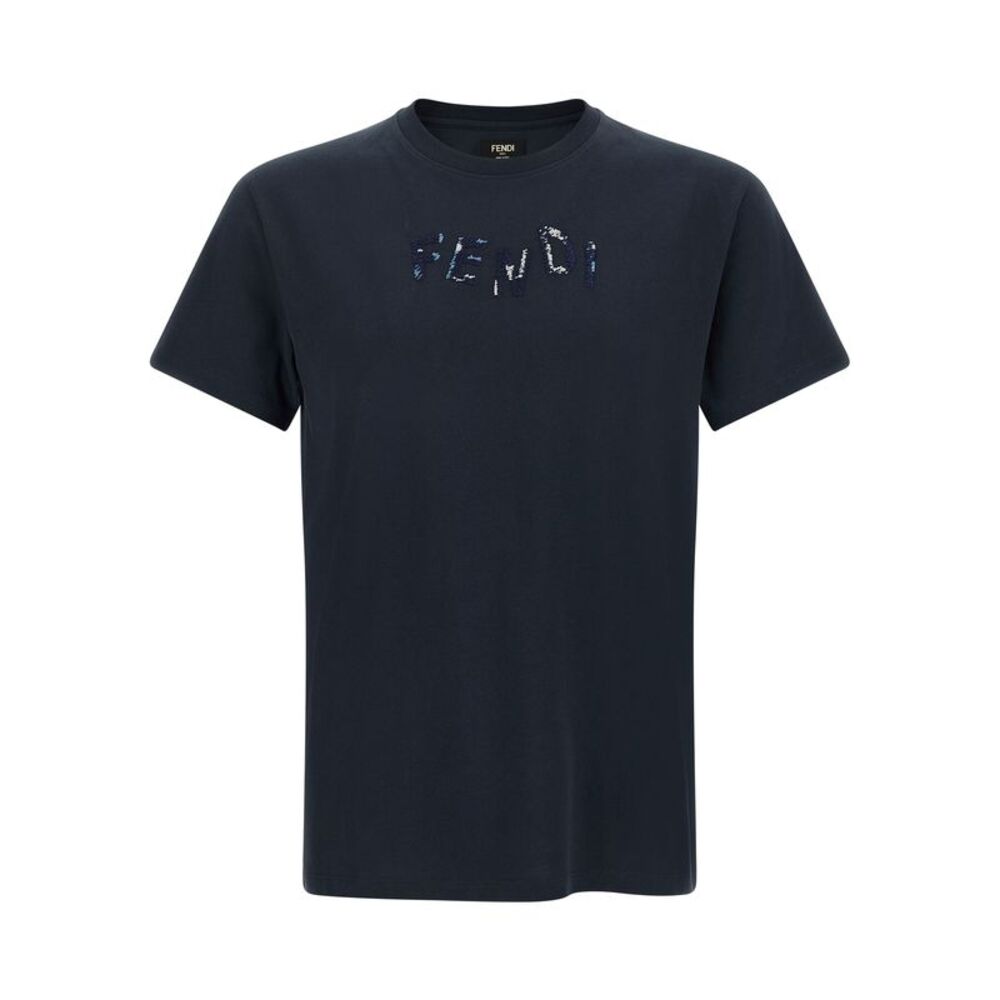 Fendi Men Logo Embroidery T-Shirt